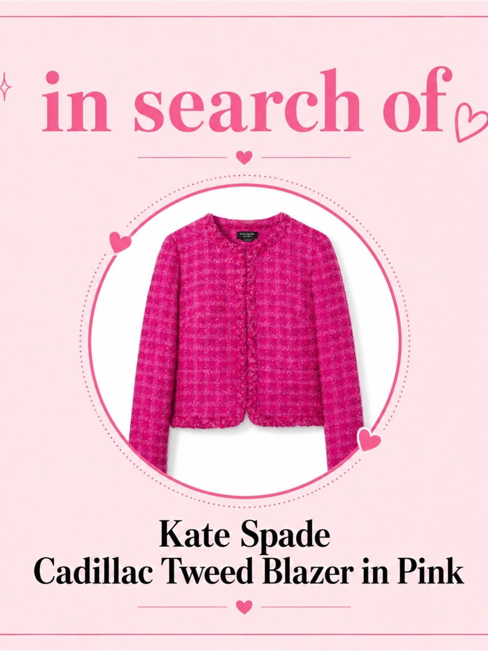 LOOKING TO PURCHASE: Kate Spade Women’s Pink Tweed Blazer Jacket in Sz 10/12
